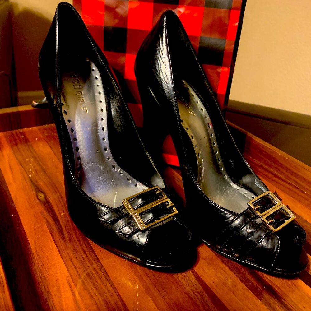 Black BCBG Girls Peek a Boo Toe Pumps